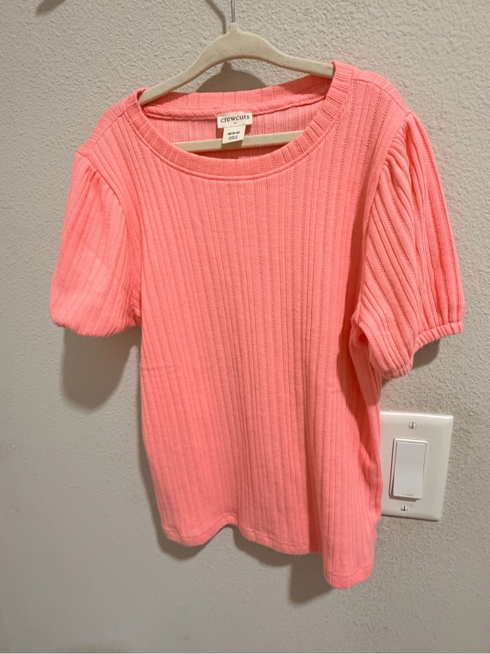 Crewcuts Coral Pink Ribbed Short Sleeve Tee